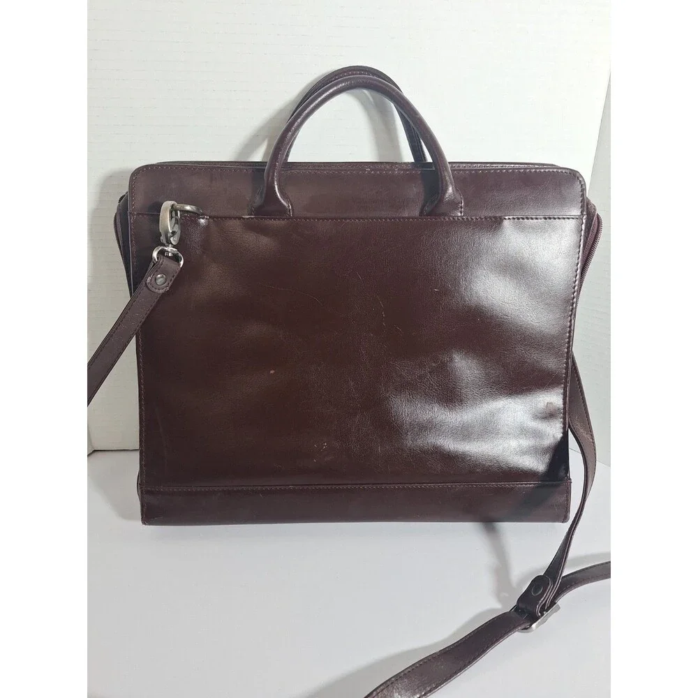 Vintage Samsonite 3 Ring Binder Notebook Genuine Leather Brown Zip Handles Zip